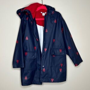 Hartstrings lobster raincoat, navy  with red lobsters size 4